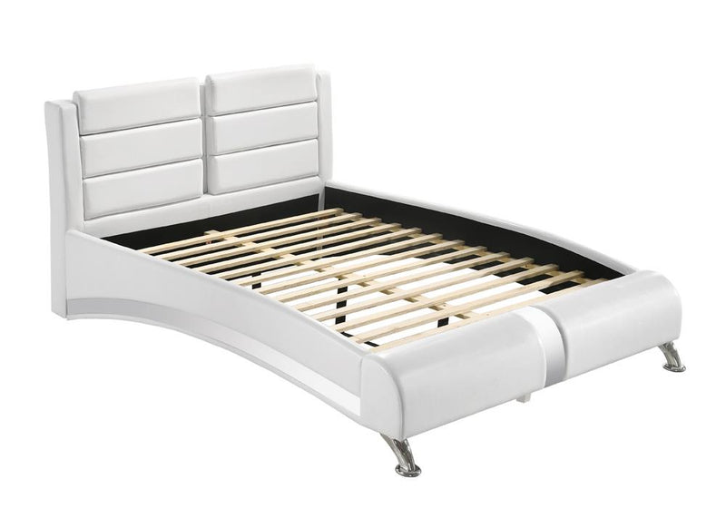 Full Upholstered Platform Bed Glossy White