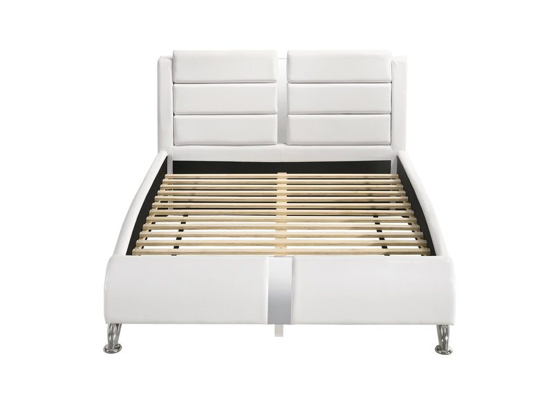 Full Upholstered Platform Bed Glossy White