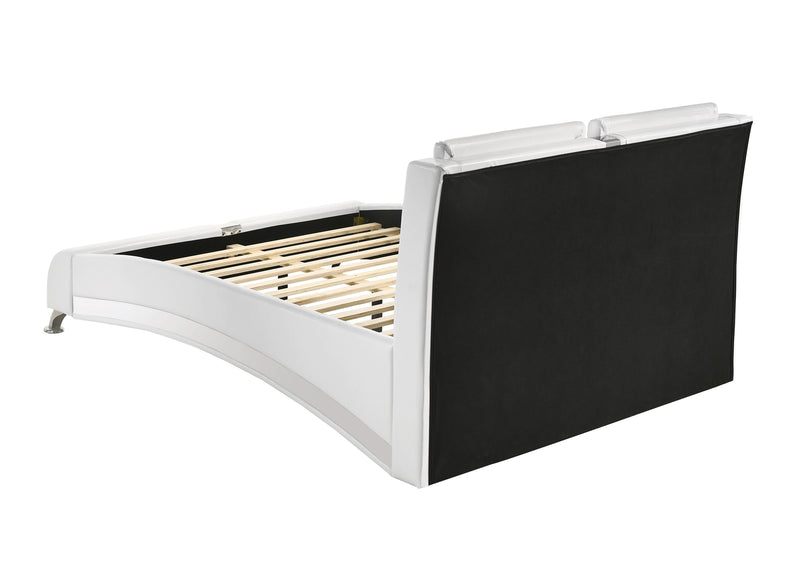 Full Upholstered Platform Bed Glossy White
