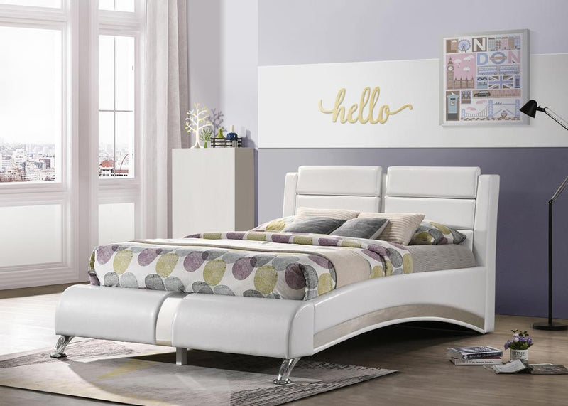 Full Upholstered Platform Bed Glossy White