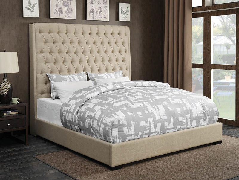 Camille Eastern King Button Tufted Bed Cream