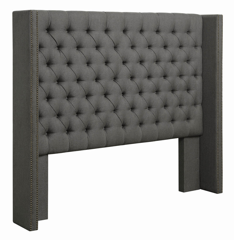 Bancroft Demi-wing Upholstered Eastern King Bed Grey
