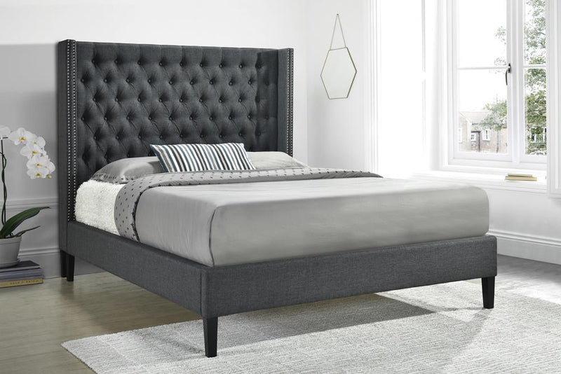 Summerset Full Button Tufted Upholstered Bed Charcoal