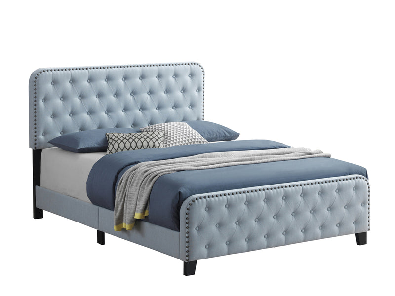 Littleton Eastern King Tufted Upholstered Bed Delft Blue