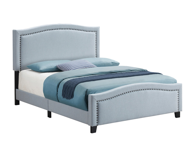 Hamden Eastern King Upholstered Panel Bed Delft Blue