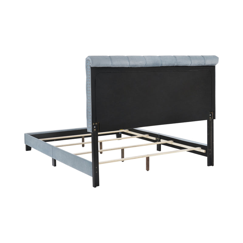 Warner Eastern King Upholstered Bed Slate Blue