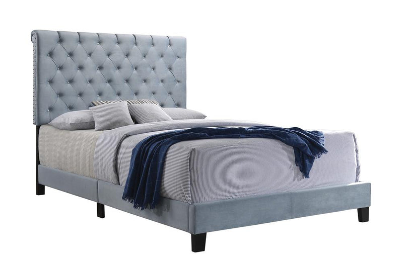 Warner Queen Upholstered Bed Slate Blue