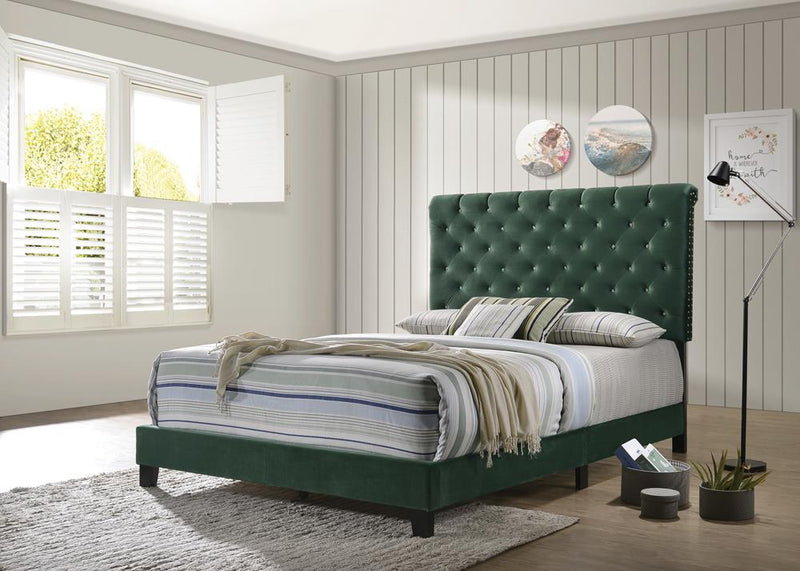 Warner Full Upholstered Bed Green