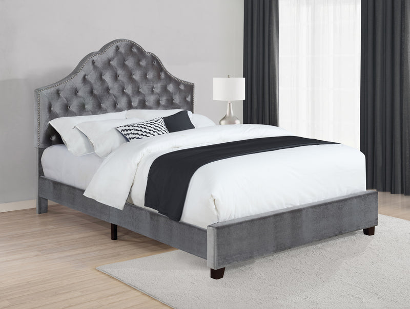 Abbeville Queen Upholstered Bed with Arched Headboard Grey