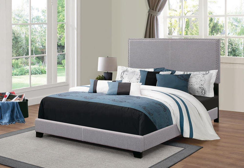 Boyd Full Upholstered Bed with Nailhead Trim Grey