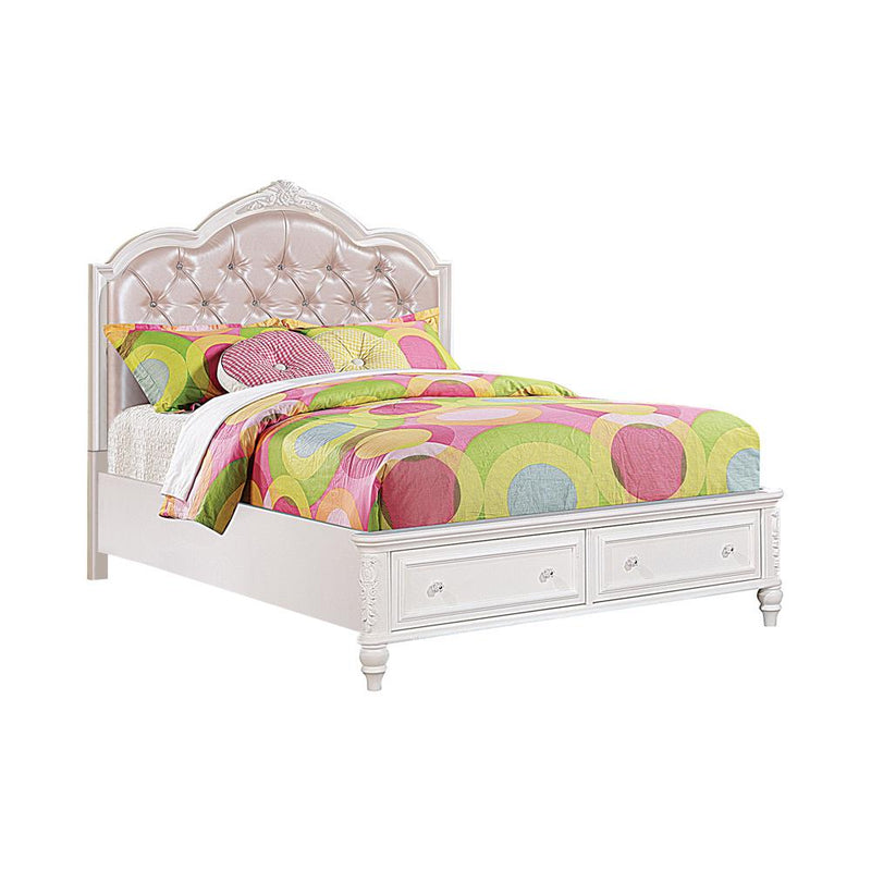 Caroline Full Upholstered Storage Bed Pink and White