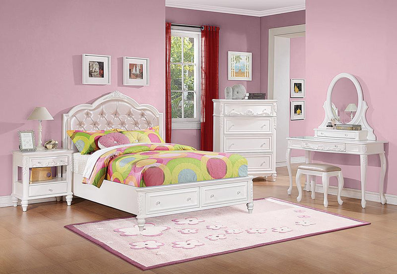 Caroline Full Upholstered Storage Bed Pink and White