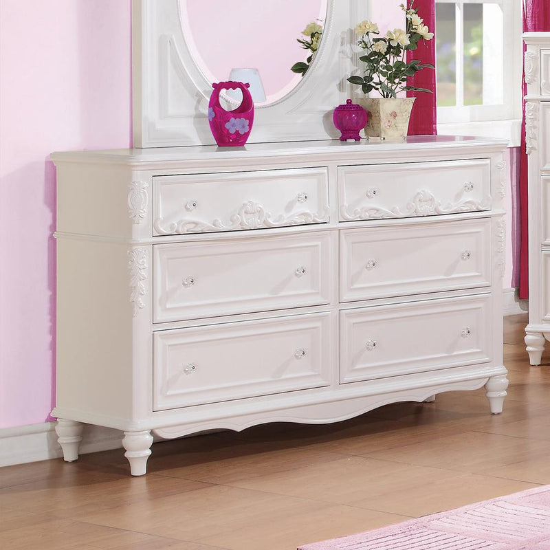 Caroline 6-drawer Rectangular Dresser White