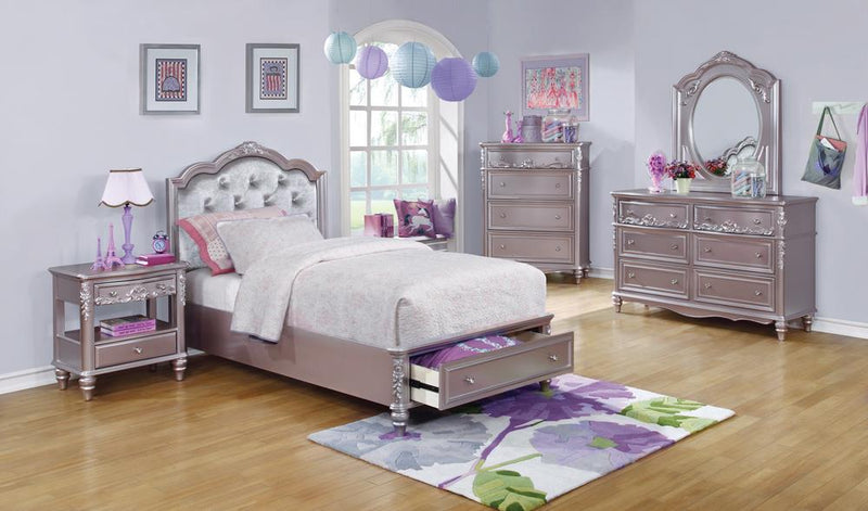 Caroline Twin Storage Bed Metallic Lilac and Grey