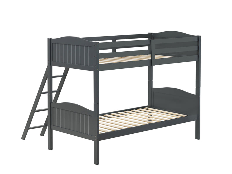 Littleton Twin/Twin Bunk Bed with Ladder Grey