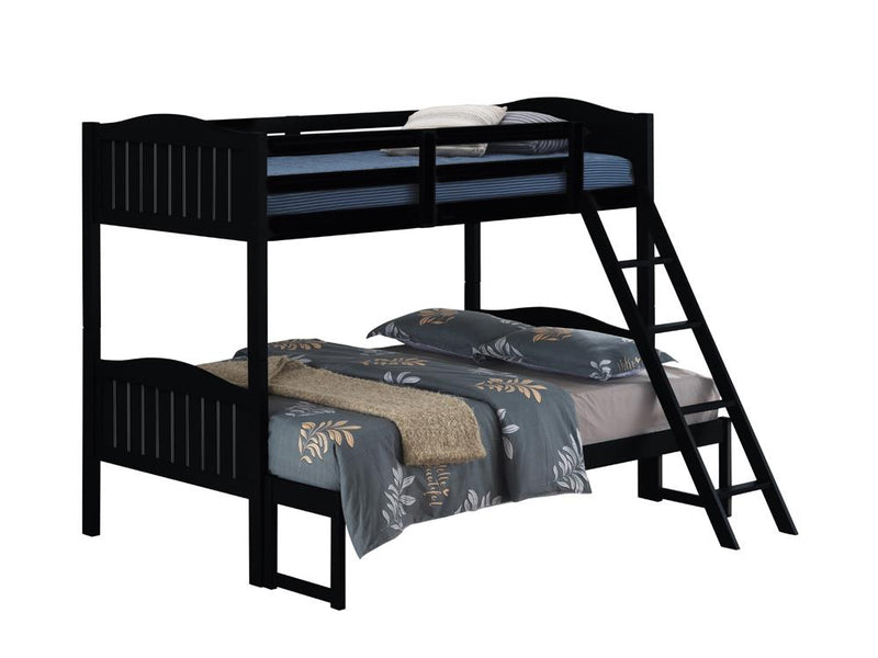 Littleton Twin/Full Bunk Bed with Ladder Black