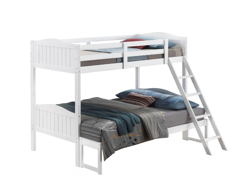 Littleton Twin/Full Bunk Bed with Ladder White