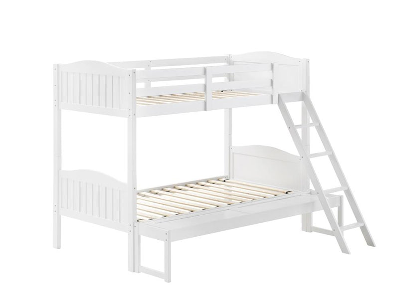 Littleton Twin/Full Bunk Bed with Ladder White