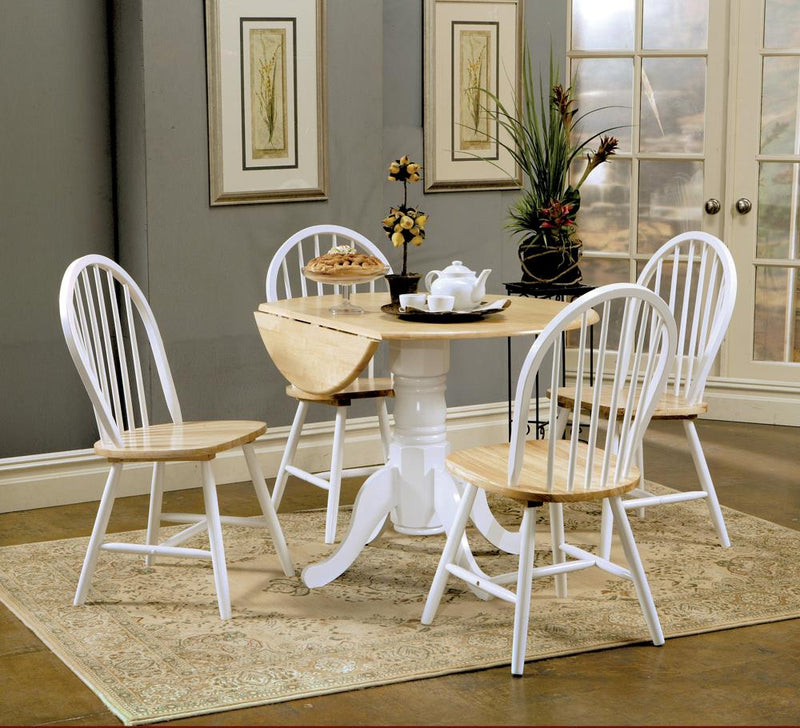 5-piece Drop Leaf Dining Set Natural Brown and White