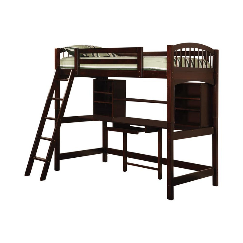 Perris Twin Workstation Loft Bed Cappuccino