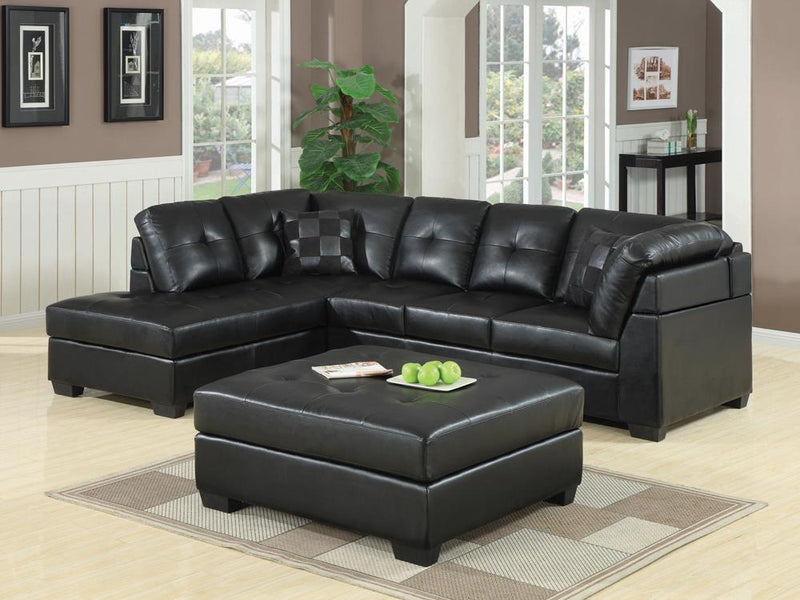 Darie Cushion Back Tufted Sectional Sofa Black