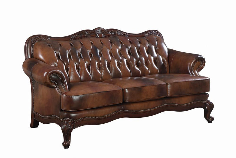 Victoria Rolled Arm Sofa Tri-tone and Warm Brown