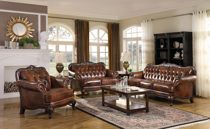 Victoria Rolled Arm Sofa Tri-tone and Warm Brown