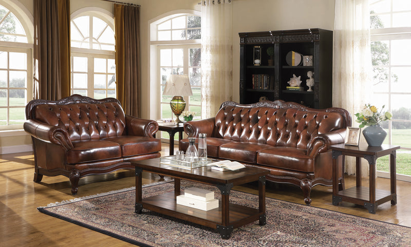 Victoria Rolled Arm Sofa Tri-tone and Warm Brown