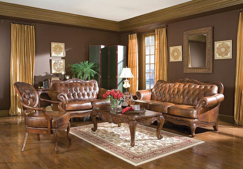 Victoria Rolled Arm Sofa Tri-tone and Warm Brown