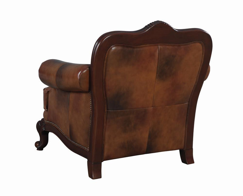 Victoria Rolled Arm Chair Tri-tone and Warm Brown