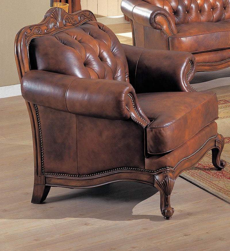 Victoria Rolled Arm Chair Tri-tone and Warm Brown