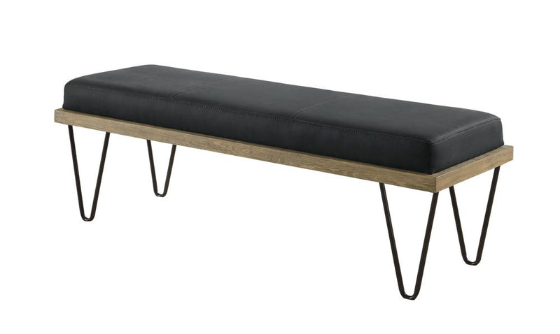Upholstered Bench with Hairpin Legs Black