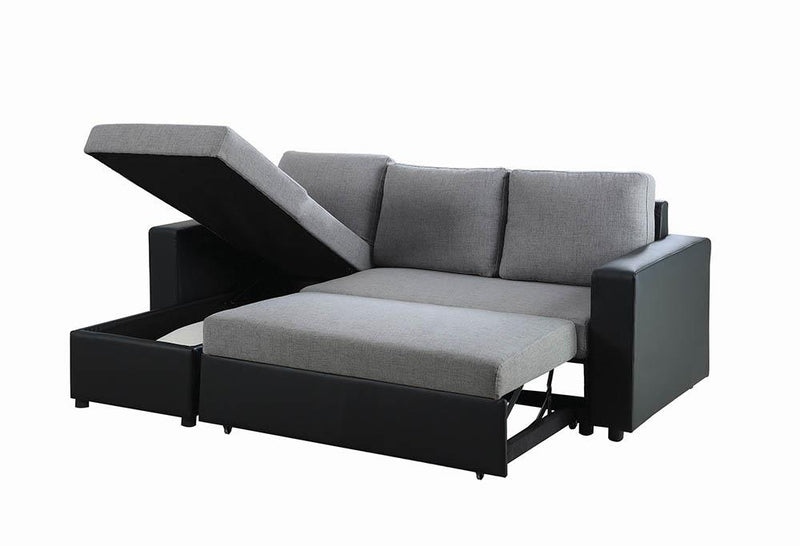 Everly Reversible Sleeper Sectional Grey and Black
