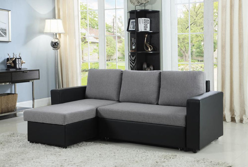 Everly Reversible Sleeper Sectional Grey and Black