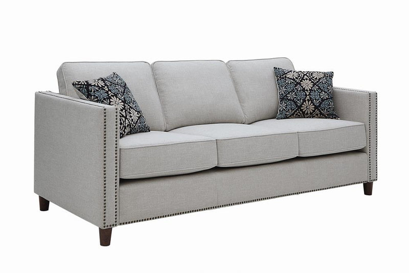 Coltrane Upholstered Sofa with Nailhead Trim Putty