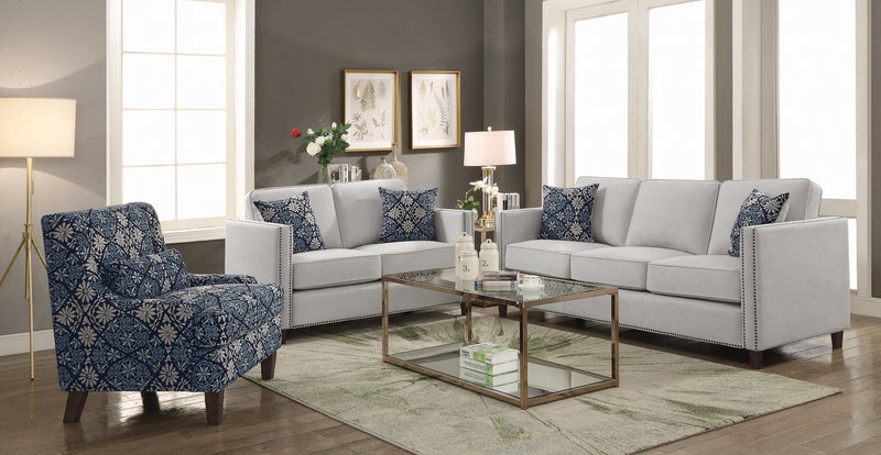 Coltrane Upholstered Sofa with Nailhead Trim Putty