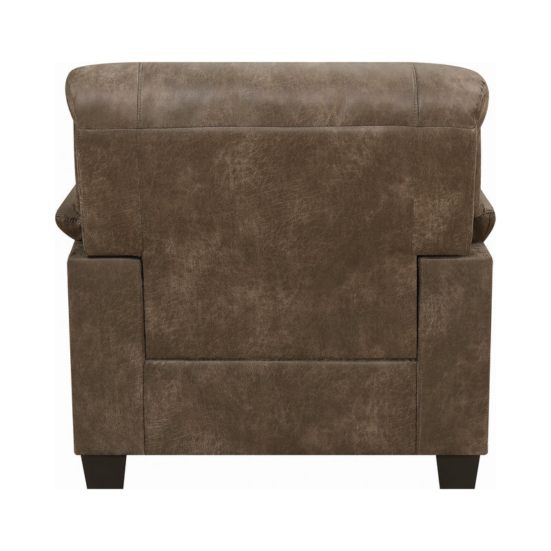 Meagan Upholstered Chair Brown with Pillow Top Arms