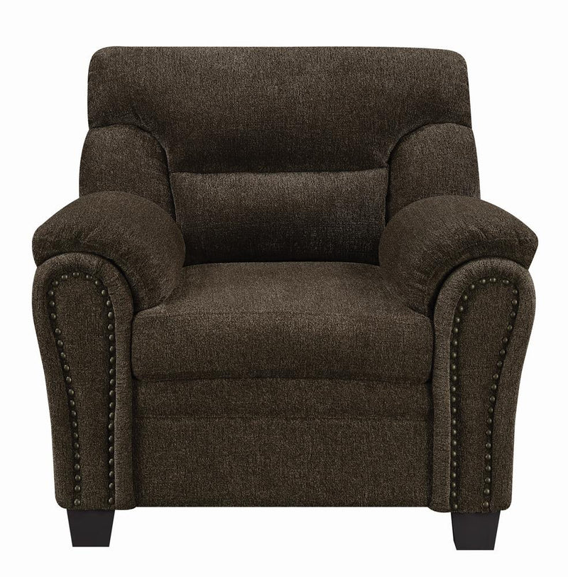 Clemintine Upholstered Chair with Nailhead Trim Brown