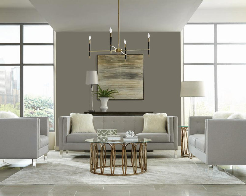 Glacier Tufted Upholstered Sofa Light Grey