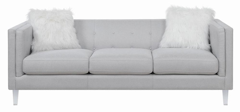 Glacier Tufted Upholstered Sofa Light Grey