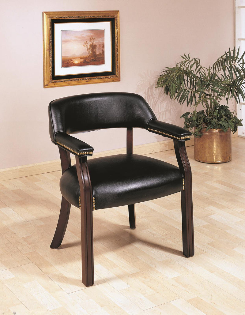 Upholstered Office Chair with Nailhead Trim Black