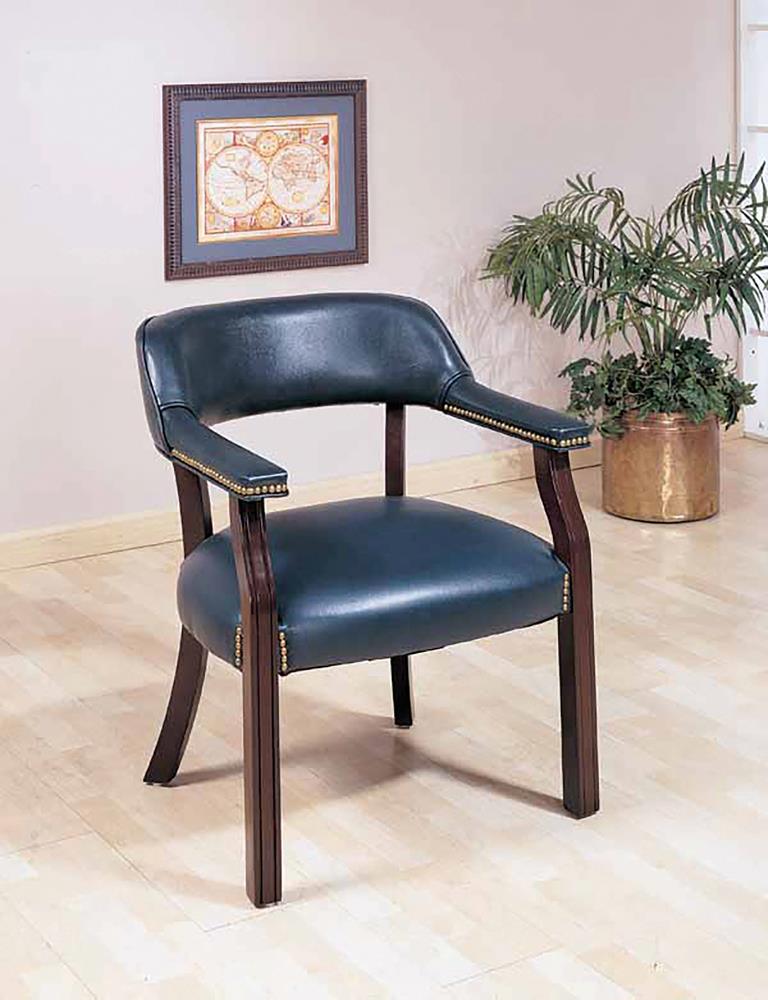 Upholstered Office Chair with Nailhead Trim Blue