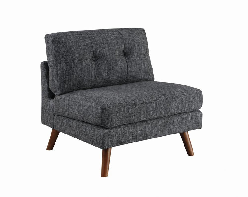 Churchill Tufted Cushion Back Armless Chair Dark Grey and Walnut