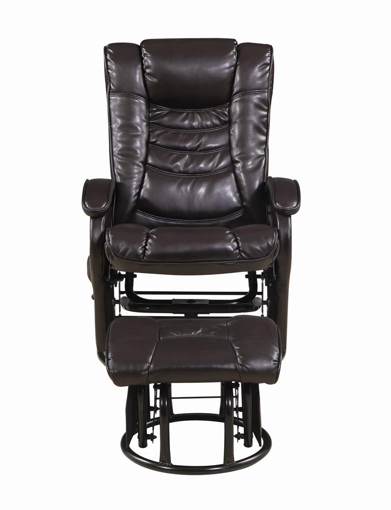 Upholstered Glider Recliner with Ottoman Brown