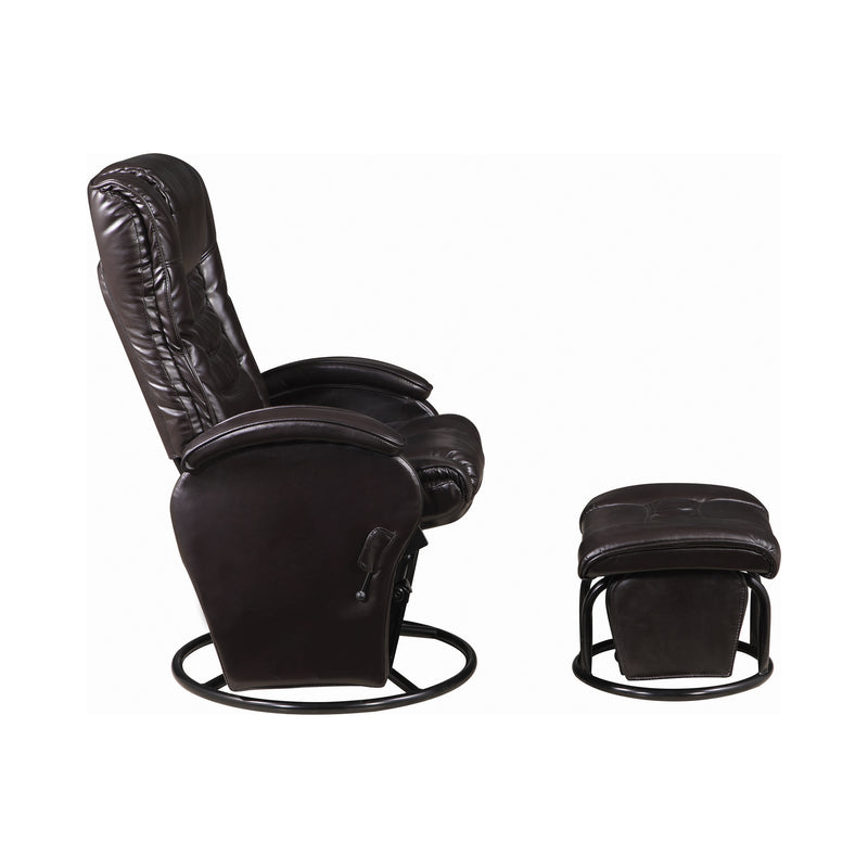 Upholstered Glider Recliner with Ottoman Brown