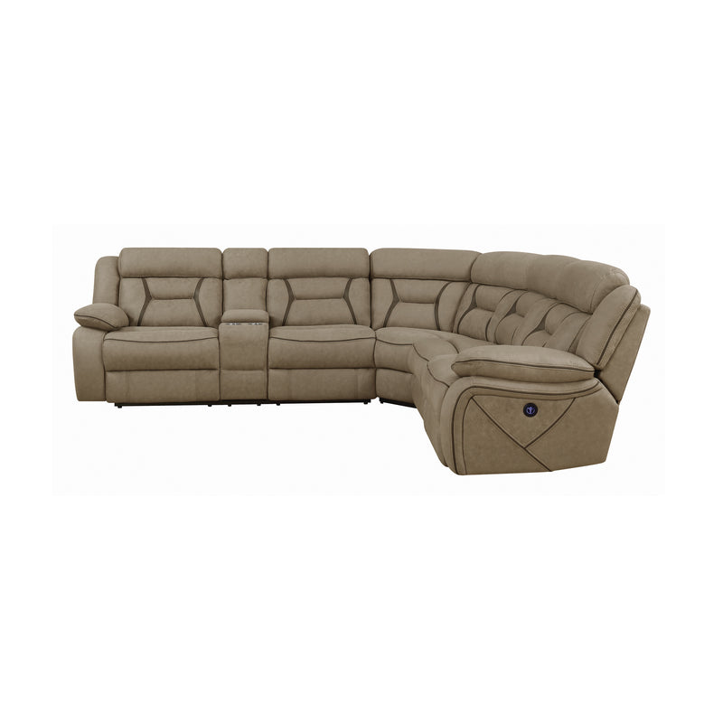 Higgins Four-Piece Upholstered Power Sectional Tan