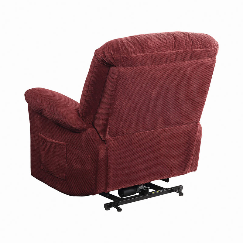 Upholstered Power Lift Recliner Brick Red