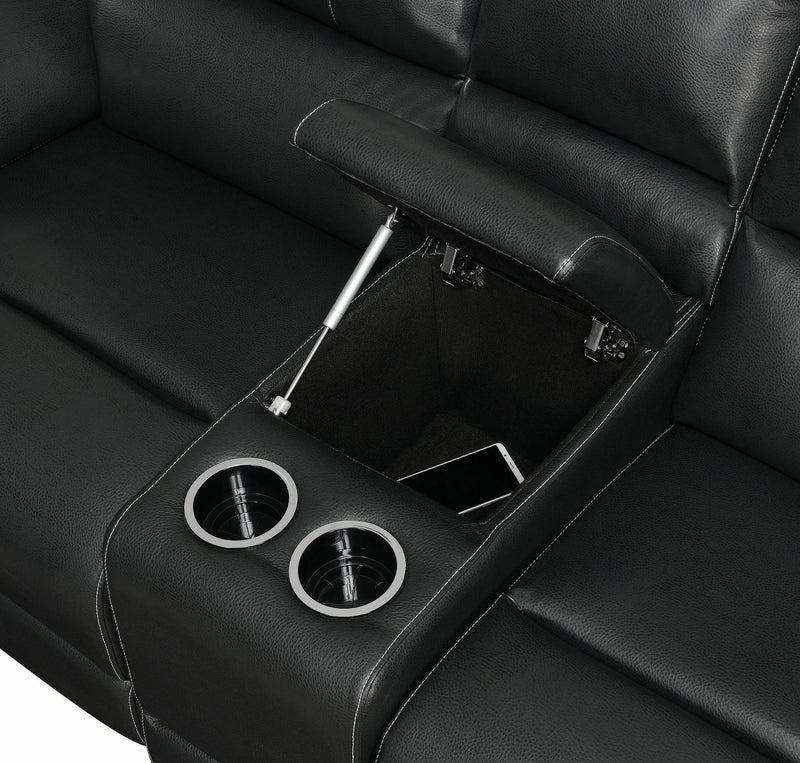 Lee Glider Loveseat with Colsole Black