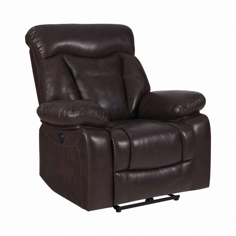 Zimmerman Pillow Top Arm Glider Recliner Dark Brown