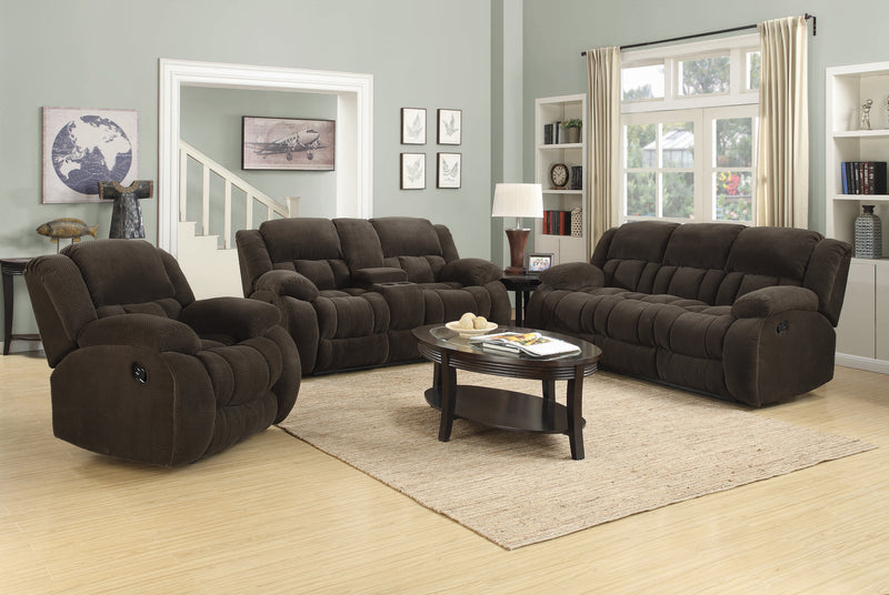 Weissman Motion Loveseat with Console Chocolate